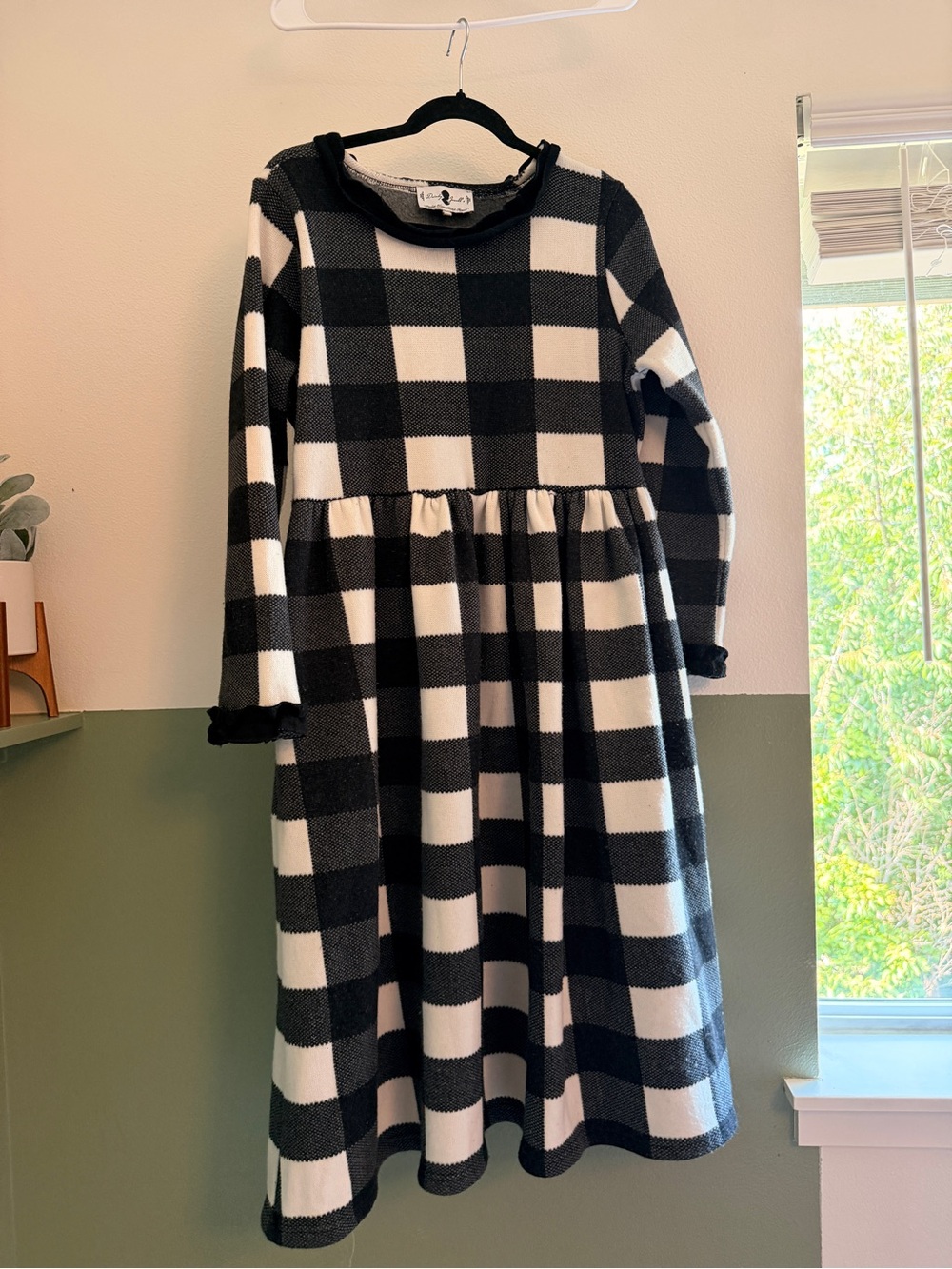 Dainty Jewells Black & White Buffalo Check Girls' Dress